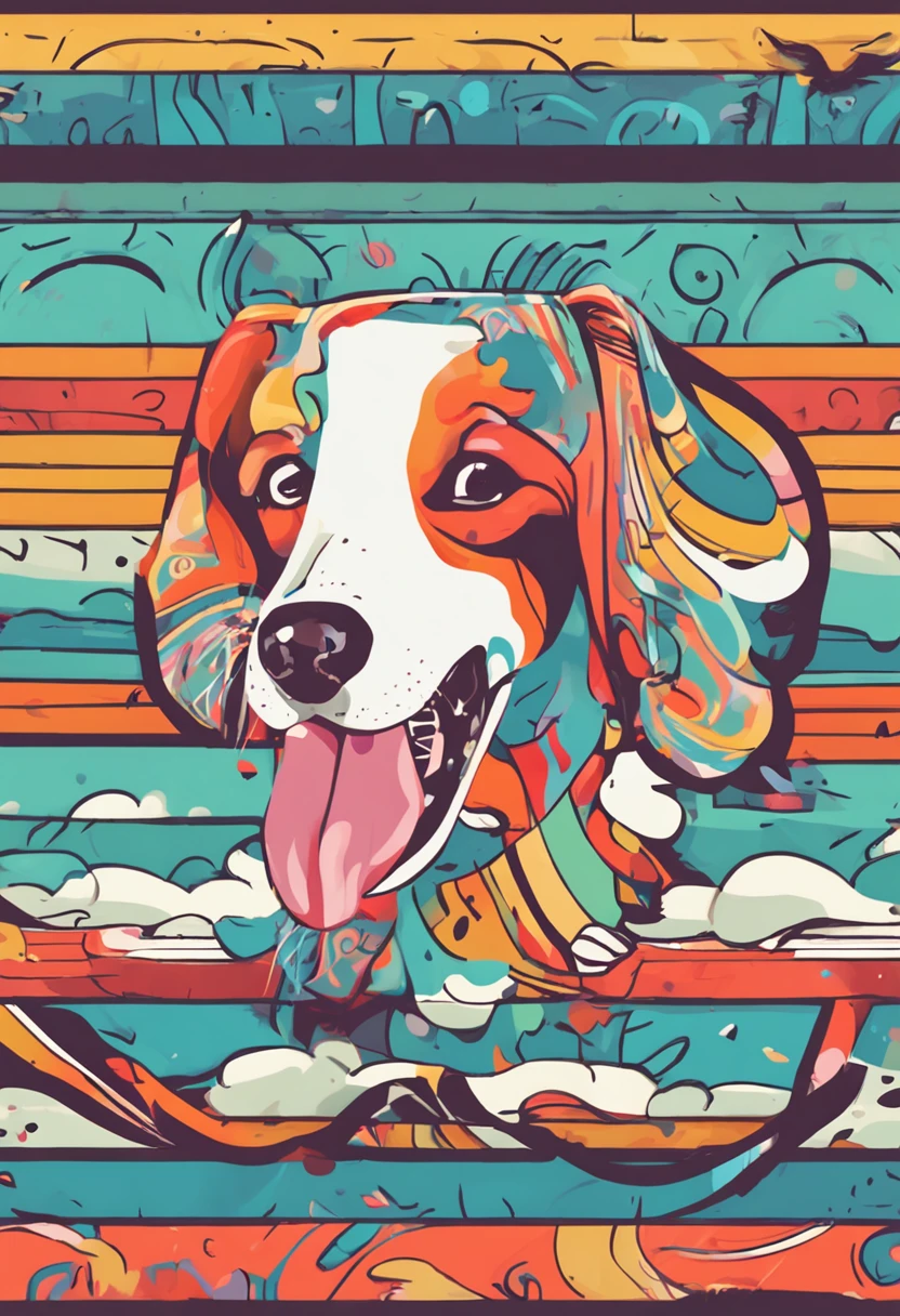 um close up de um dog correndo em um fundo colorido, Digital Sausage Dog, arte vetorial altamente detalhada, Jen Bartel, estilo de arte impressionante, estilo de arte vetorial, arte do Adobe Illustrator, Arte de Alessandro Pautasso, Arte vetorial HD, Horse, arte vetorial multicolorida, full-colour illustration, Bela arte UHD 4K, vibrant high contrast coloring, cute dog