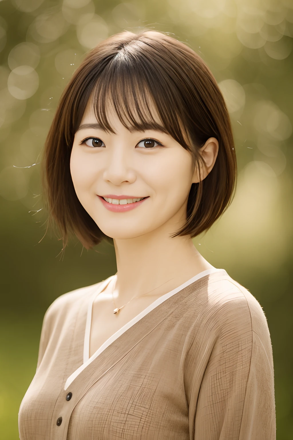 portlate、8K、hightquality、Realistic photo images、39 years old、A Japanese Lady、Neat and clean wife、house wife、Reproduce natural and realistic eyes、Japan Person Stand、small tits、Beautiful black hair、Shorthair、light make-up、octan render、beautiful lighting、Composition of the golden ratio、a smile、everyday clothes、dressed casually、Natural background、blured background、4K、high-level image quality、Realistic photo images、A Japanese Lady、37 years old、Pure Japan human features、Lovely wife、The upper part of the body、middlebreast、Light makeup、Suppin、Neat and clean beauty、A MILF、Sober clothing、greys、beige、bloo、Casual attire、A slight smil、A dark-haired、Small black eyes、Background bokeh