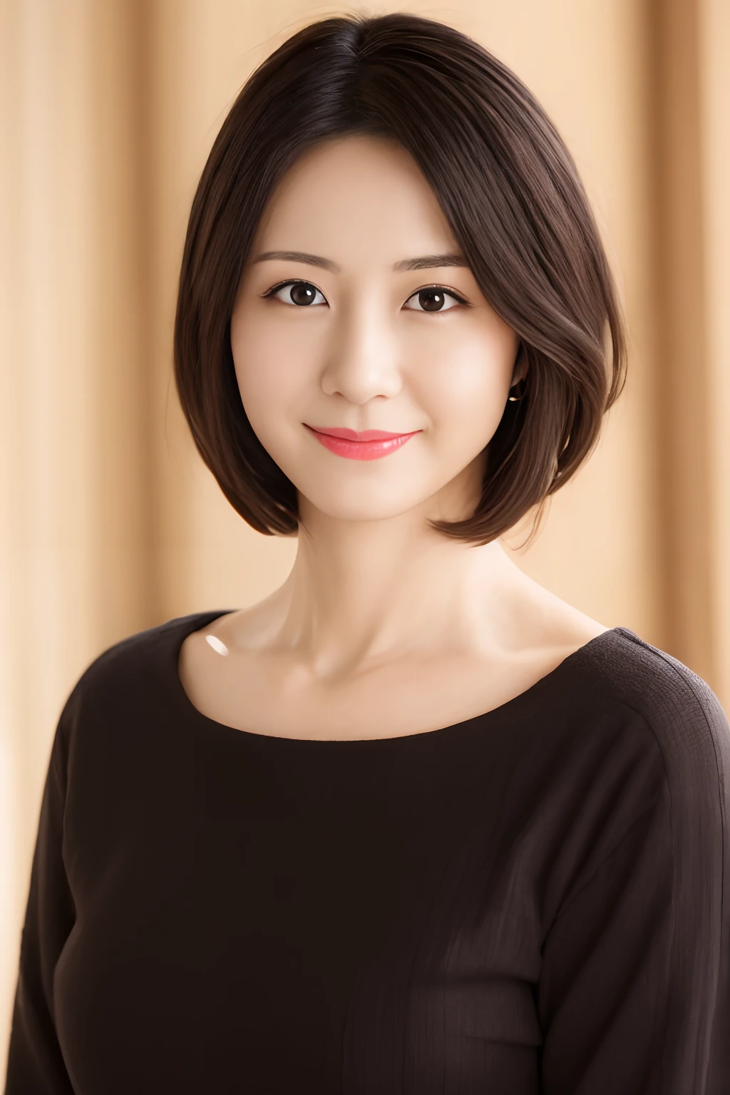 A Close Up Of A Woman With A Black Shirt And A Pink Lip SeaArt AI