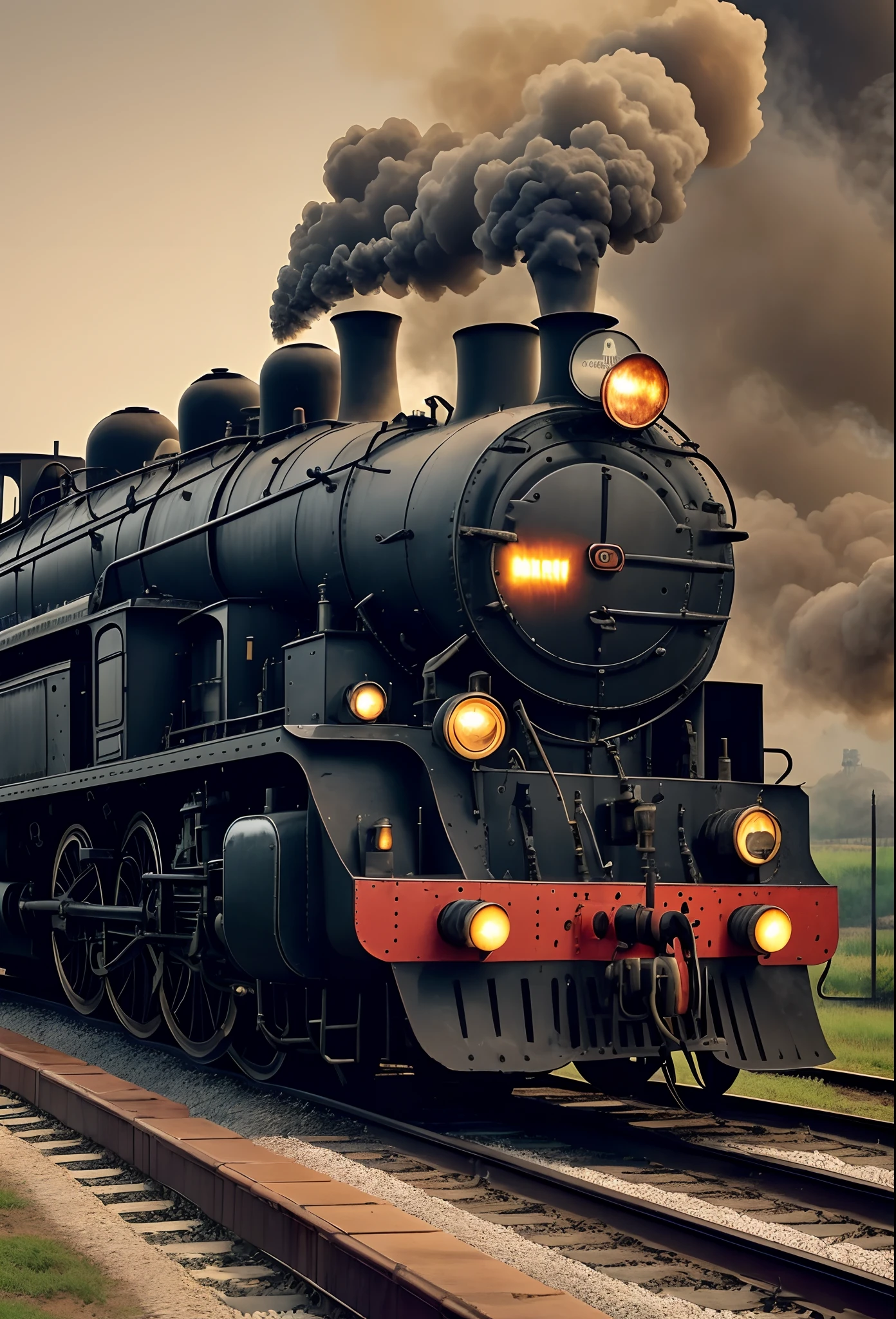 There's a train that's coming down the tracks with steam coming out of it, trem a vapor, trens a vapor, steam engine, vapor branco na lateral, poeira e vapor, Trem, Fumegante, locomotiva, Gothic locomotive, Trens, motores incandescentes, um trem enferrujado abandonado, a lot of steam and sparks, Choo Choo, vapor industrial, Trem LONGE, Vapor ascendente