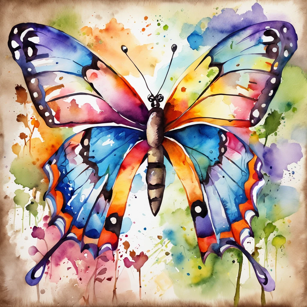 butterfly, realistic, colorful, vibrant colors, saturated colours, blue, purple, symmetrical, solid white background)
