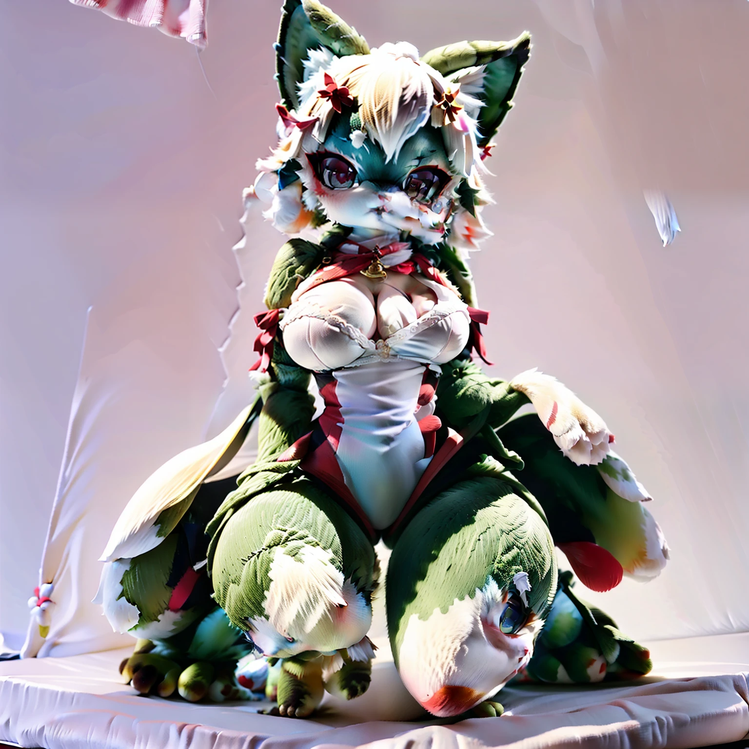 Furry orcs, critters(tmasterpiece:1.2),(best qualtiy)。.3D,Fluffy kitten ears in the crotch,Lori huge breasts cleavage,Raised sexy!Mating,nakeness!(thick thight),(Wide buttock),gigantic cleavage breasts!noire!(huge tit)!White hair,比基尼!detailed iris of eyes,Detailed eyes,Fluffy white tail,the complex background,number art,small detailed,perfect anatomia,详细的脸,naghty face,Sticky !