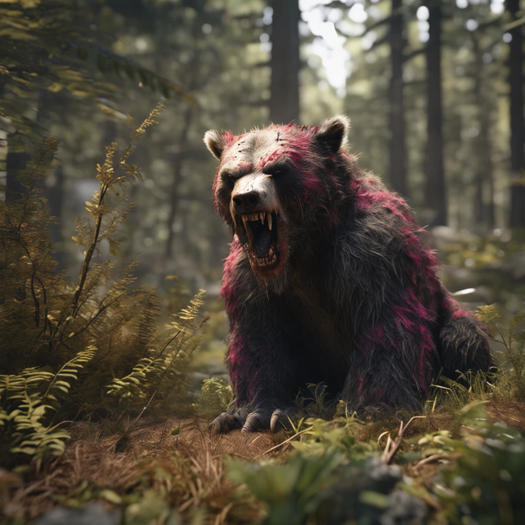 photorealistic, zombie bear, UHD, 8K, artstation