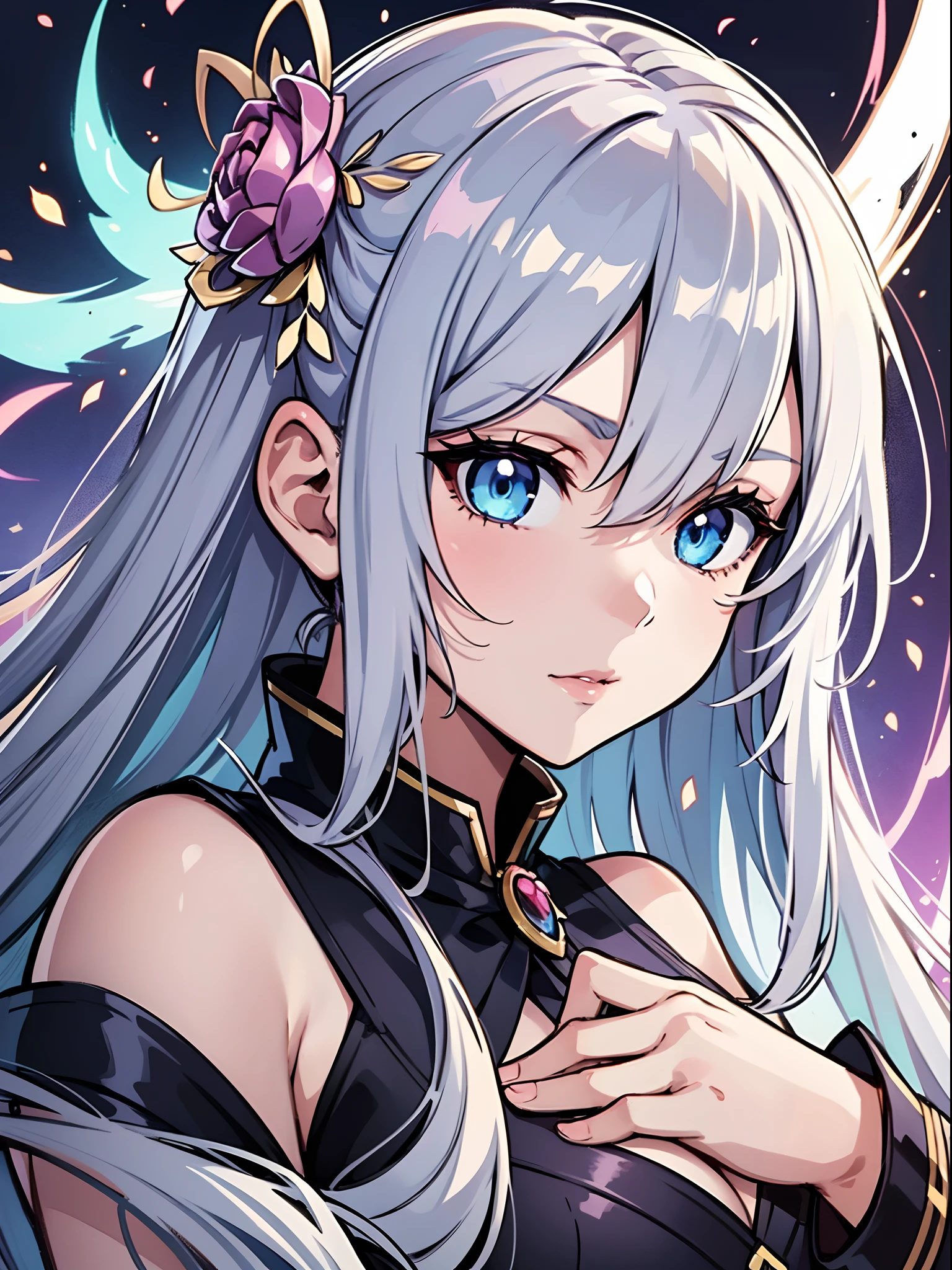 Close-up of face,Diagonal angle., complex details beautiful and delicate eyes, anime girl with long white hair and blue eyes posing for a picture, shadowverse style, smooth anime cg art, sayori, detailed digital anime art, guweiz, sui ishida art manga, shadowverse, official artwork, pixiv style, detailed anime artwork, artbook artwork, seductive anime girl, sougetsu, detailed anime character art, waifu