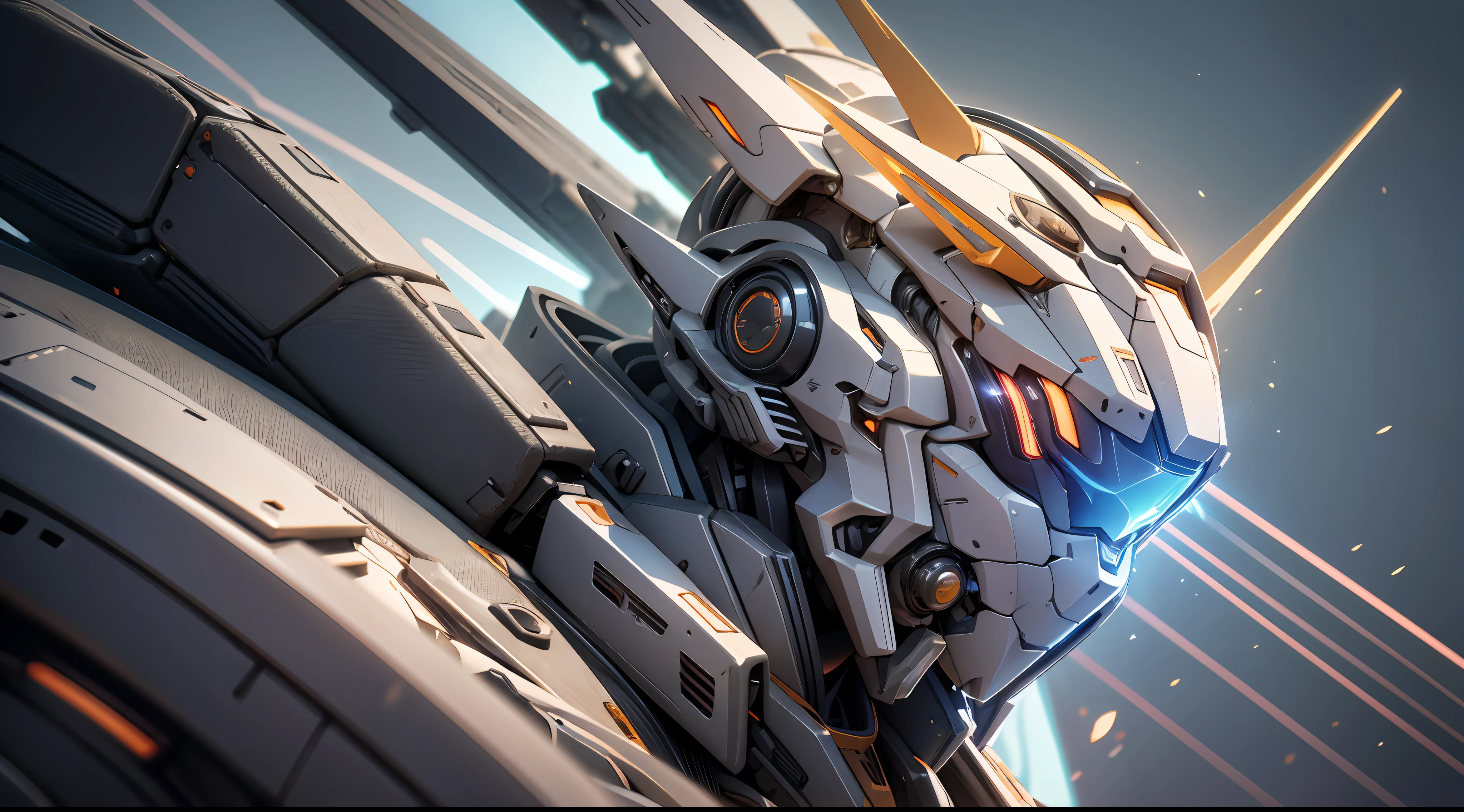 Mecha Inspiration, ArtStation Masterpiece, 4K Highly Detailed Digital Art, Gundam Style, Robot Mech, Cool Mech Style, Mech Portrait, ArtStation HD Trend, Rendering with Redshift, Glowing Eyes, Particle, Reality, HDR (High Dynamic Range), Ray Tracing, NVIDIA RTX, Super Resolution, Unreal 5, Subsurface Scattering, PBR Texture, Post Processing, Anisotropic Filtering, Depth of Field, Maximum Sharpness and Clarity, Multi-layer Texture, Albedo and Specular maps, Surface shading, Accurate simulation of light-material interactions, Perfect Proportions, Octane Render, duotone lighting, large aperture, low ISO, white balance, rule of thirds, 8K RAW, high efficiency sub-pixels, subpixel convolution
