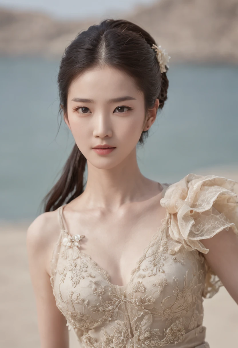 A beautiful woman like Liu Yifei,Have by the sea,Play volleyball