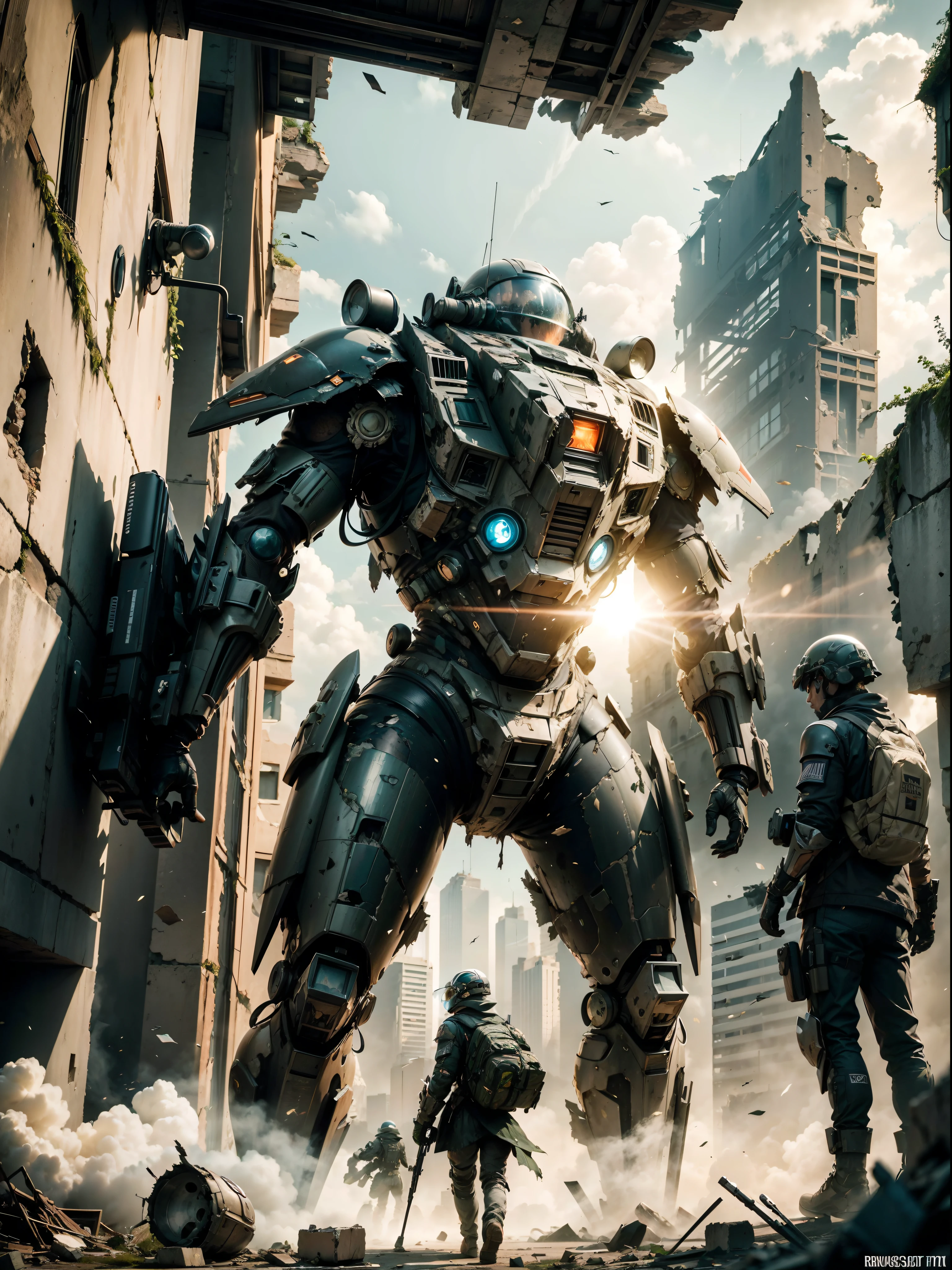 (futuristic :1.4), Search and Rescue Unit,3 boys, Searching in ruins with scanning devices, ((futuristic armor AND tactical helmet)), ((destroyed ruins in background)) , UHD, MASTERPIECE