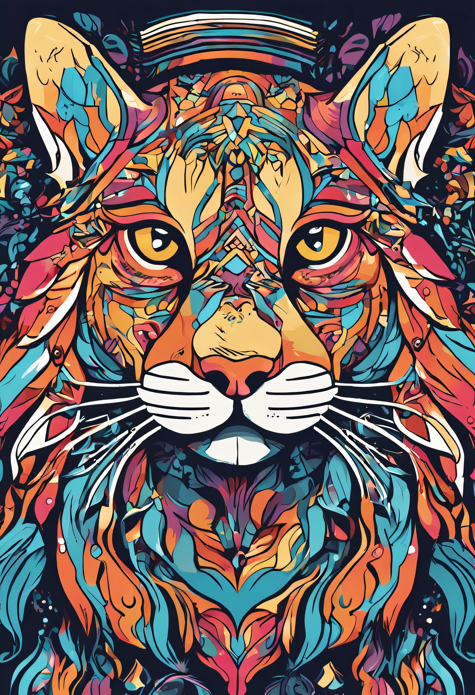 um close up de um Gatinho correndo em um fundo colorido, Gatinho digital, arte vetorial altamente detalhada, Jen Bartel, estilo de arte impressionante, estilo de arte vetorial, arte do Adobe Illustrator, Arte de Alessandro Pautasso, Arte vetorial HD, Horse, arte vetorial multicolorida, full-colour illustration, Bela arte UHD 4K, vibrant high contrast coloring, Gatinho bonito
