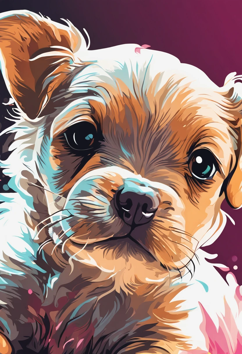 um close up de um puppy correndo em um fundo colorido, puppy Digital |, arte vetorial altamente detalhada, Jen Bartel, estilo de arte impressionante, estilo de arte vetorial, arte do Adobe Illustrator, Arte de Alessandro Pautasso, Arte vetorial HD, Horse, arte vetorial multicolorida, full-colour illustration, Bela arte UHD 4K, vibrant high contrast coloring, bonito puppy