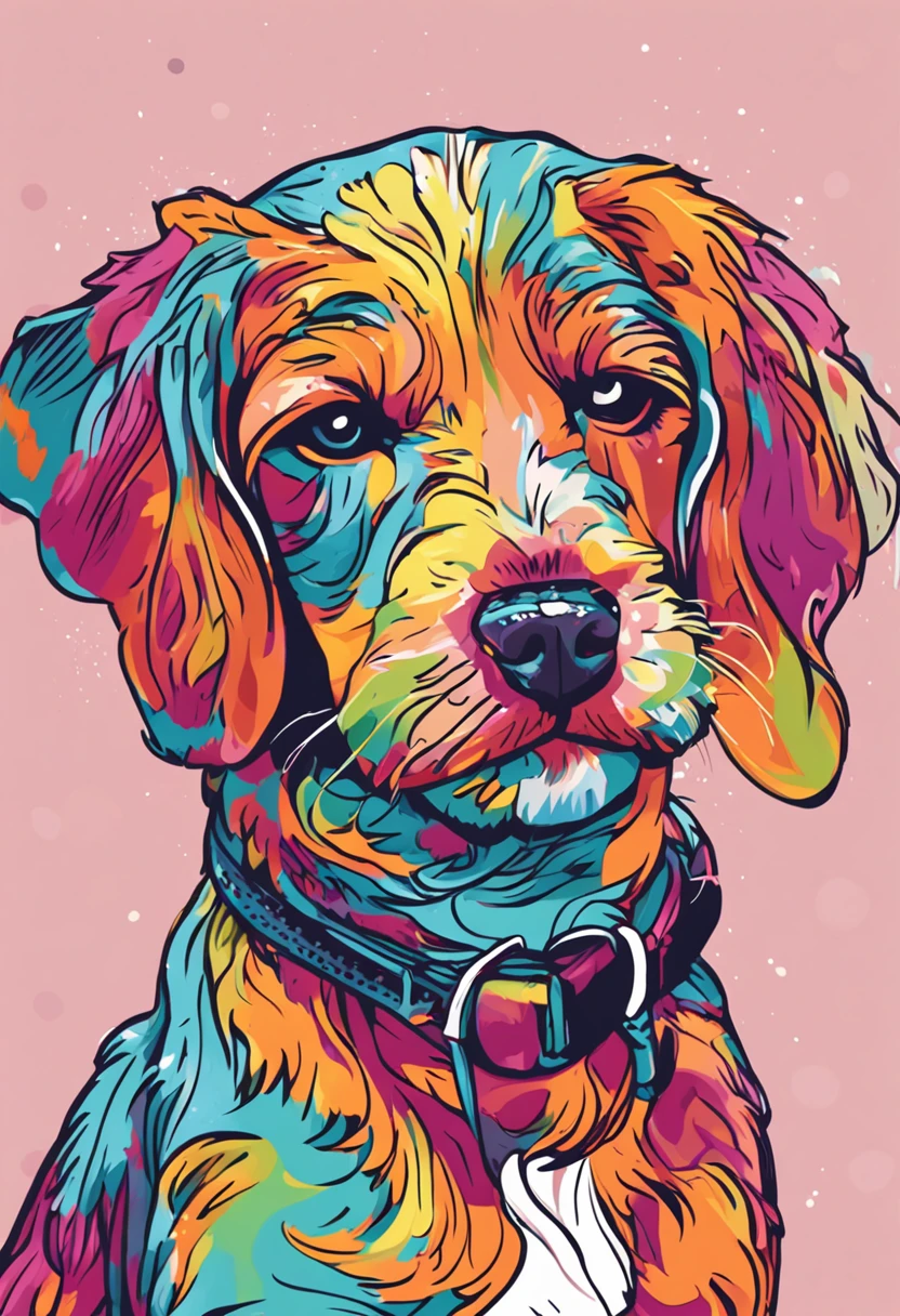 um close up de um puppy correndo em um fundo colorido, puppy Digital |, arte vetorial altamente detalhada, Jen Bartel, estilo de arte impressionante, estilo de arte vetorial, arte do Adobe Illustrator, Arte de Alessandro Pautasso, Arte vetorial HD, Horse, arte vetorial multicolorida, full-colour illustration, Bela arte UHD 4K, vibrant high contrast coloring, bonito puppy