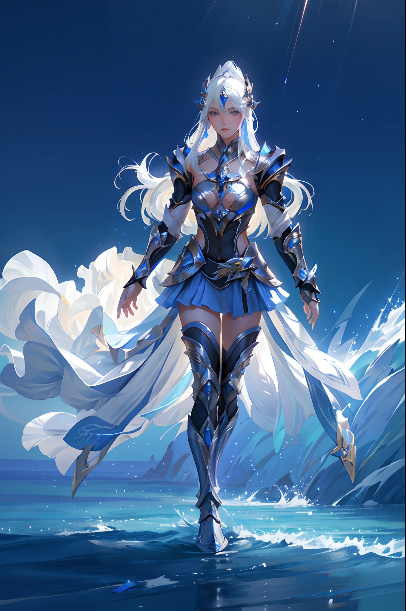 Ultra-high saturation,(tmasterpiece), fully body photo,(best qualtiy), (1girll), starryskybackground,Wearing shiny gold armor, Sexy lingerie type armor,Expose your chest,Expose the waistline,Exposing thighs,cool-pose, Saint Seiya Armor, messy hair,high detal, Anime style, Cinematic lighting, Sparkle, god light, Ray traching, filmgrain, hyper HD, textureskin, super detailing, Anatomical correct, A high resolution,Ultra-high saturation,hight contrast,High-gloss armor,Smooth skin,Serious expressions,Dark room,