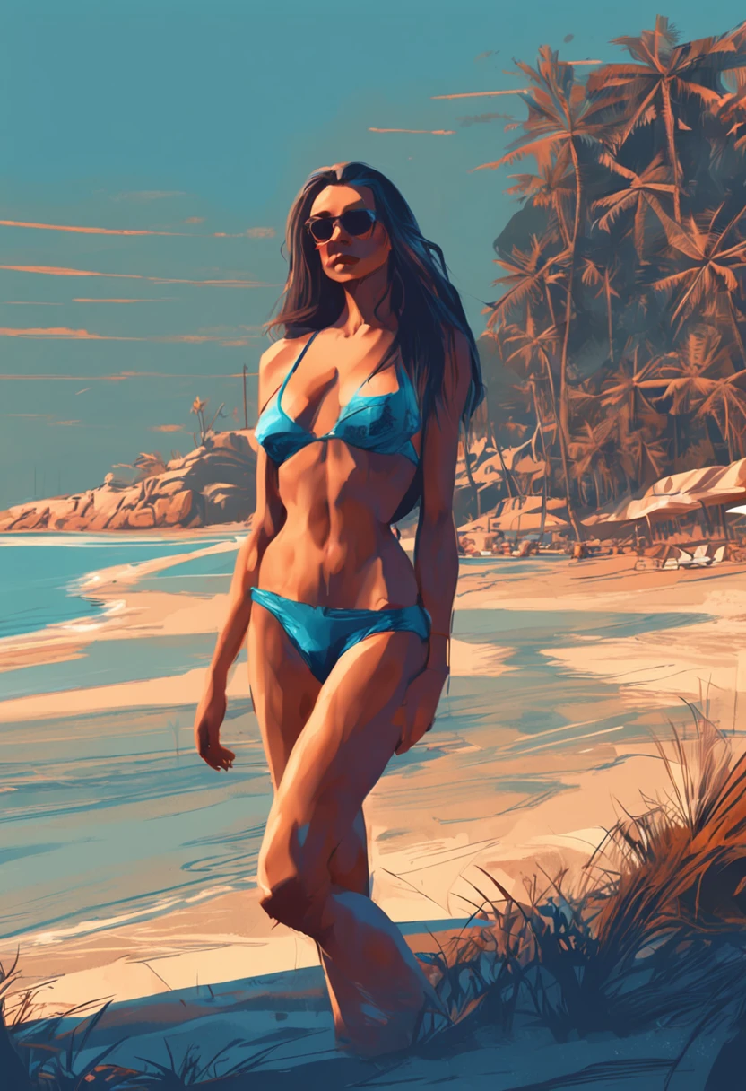 Beauty Bikini Sexy Long Legs Blue Eyes Beach