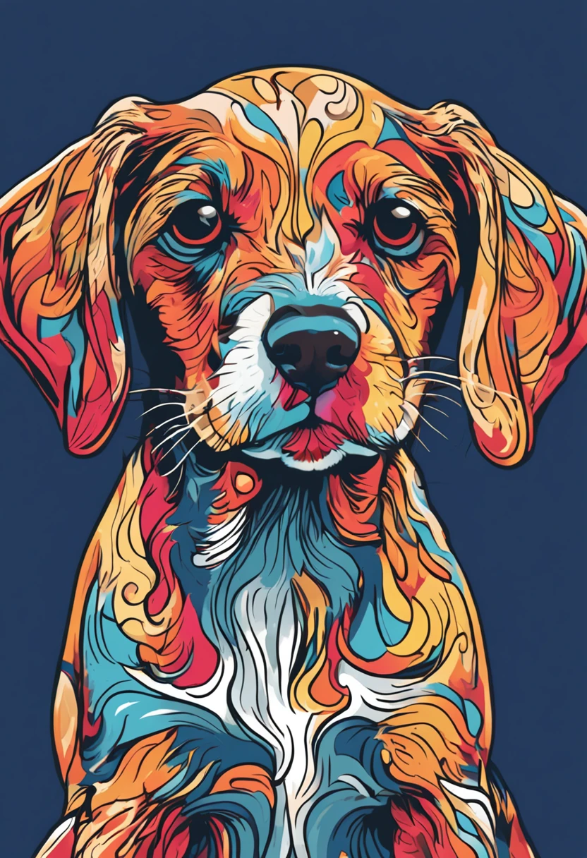 um close up de um puppy correndo em um fundo colorido, puppy Digital |, arte vetorial altamente detalhada, Jen Bartel, estilo de arte impressionante, estilo de arte vetorial, arte do Adobe Illustrator, Arte de Alessandro Pautasso, Arte vetorial HD, puppy, arte vetorial multicolorida, full-colour illustration, Bela arte UHD 4K, vibrant high contrast coloring, bonito puppy
