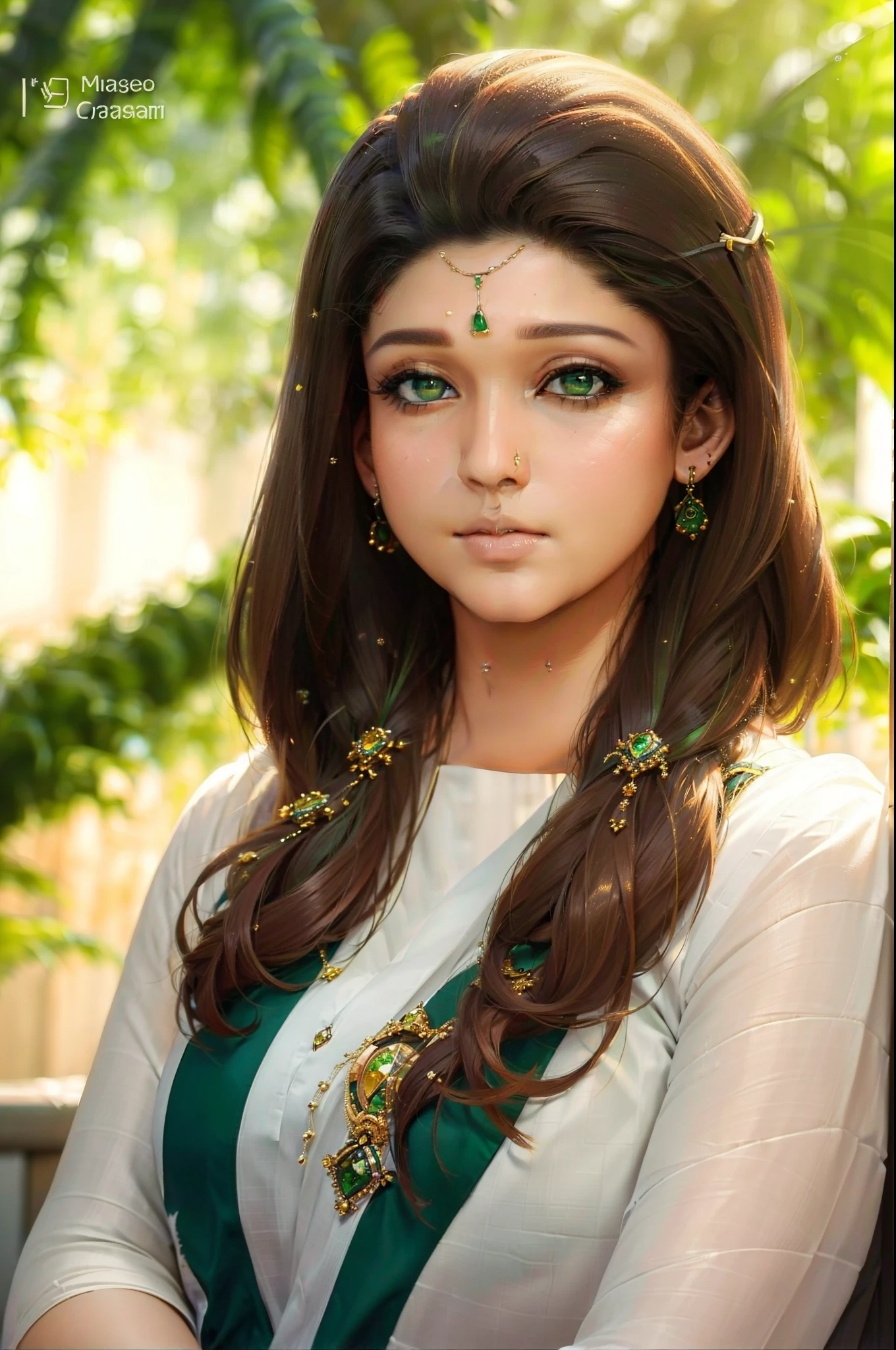 "((masterpiece)), (nayan) close up potrait, beautiful eye, detailed face, (the camera's advanced capabilities delivering exceptional image quality:1.1), (an image that tells a story of elegance and individuality:1.1), (the woman's radiant green eyes drawing viewers in:1.1)