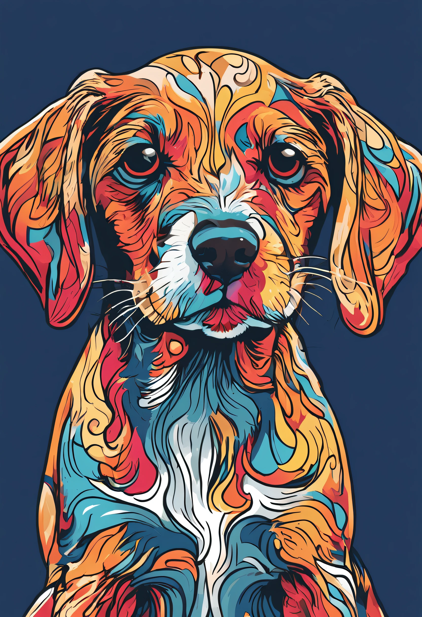 um close up de um puppy correndo em um fundo colorido, puppy Digital |, arte vetorial altamente detalhada, Jen Bartel, estilo de arte impressionante, estilo de arte vetorial, arte do Adobe Illustrator, Arte de Alessandro Pautasso, Arte vetorial HD, puppy, arte vetorial multicolorida, full-colour illustration, Bela arte UHD 4K, vibrant high contrast coloring, bonito puppy