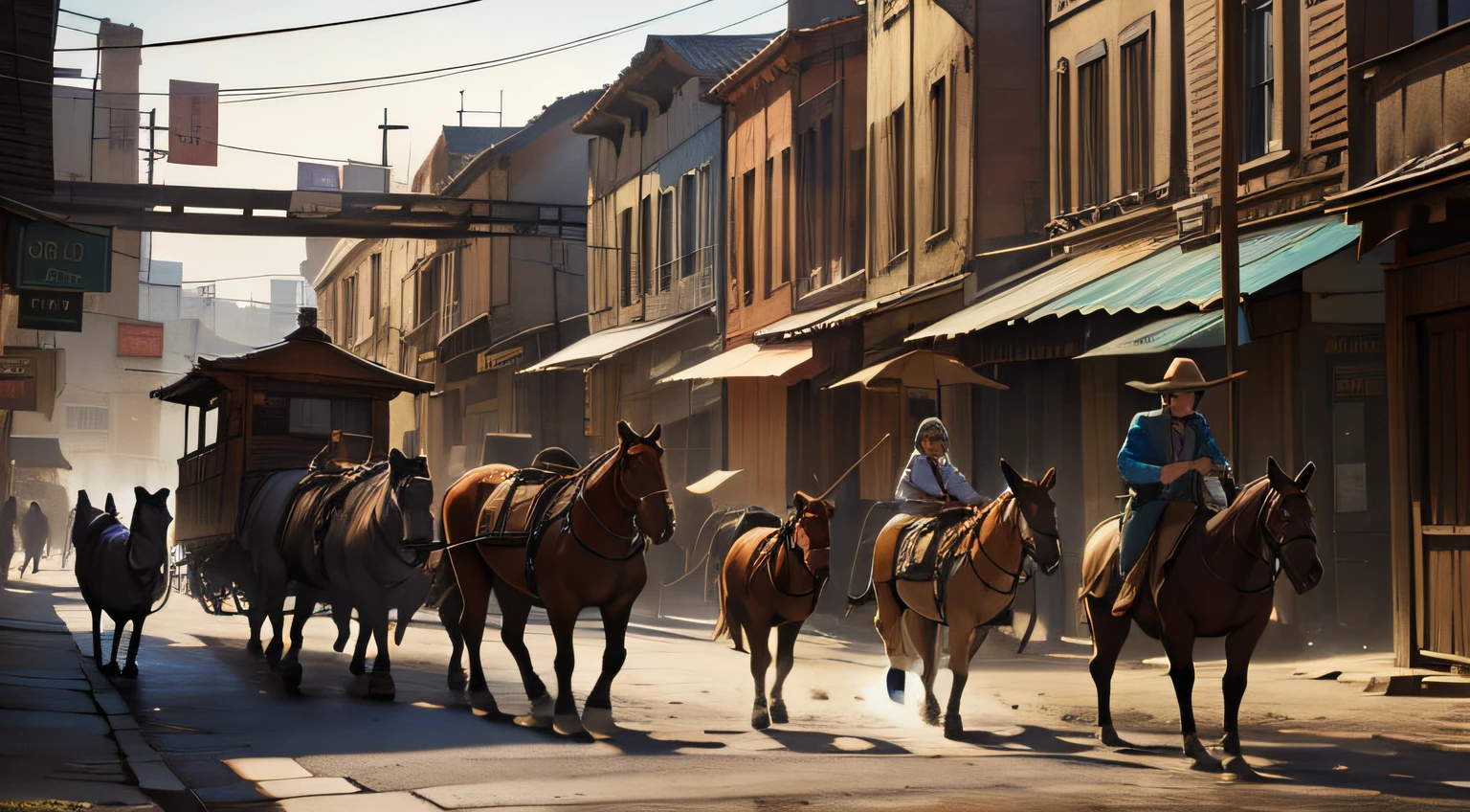 (4K, Best picture quality, A high resolution:1.1), (Masterpiece:1.1)Western town,