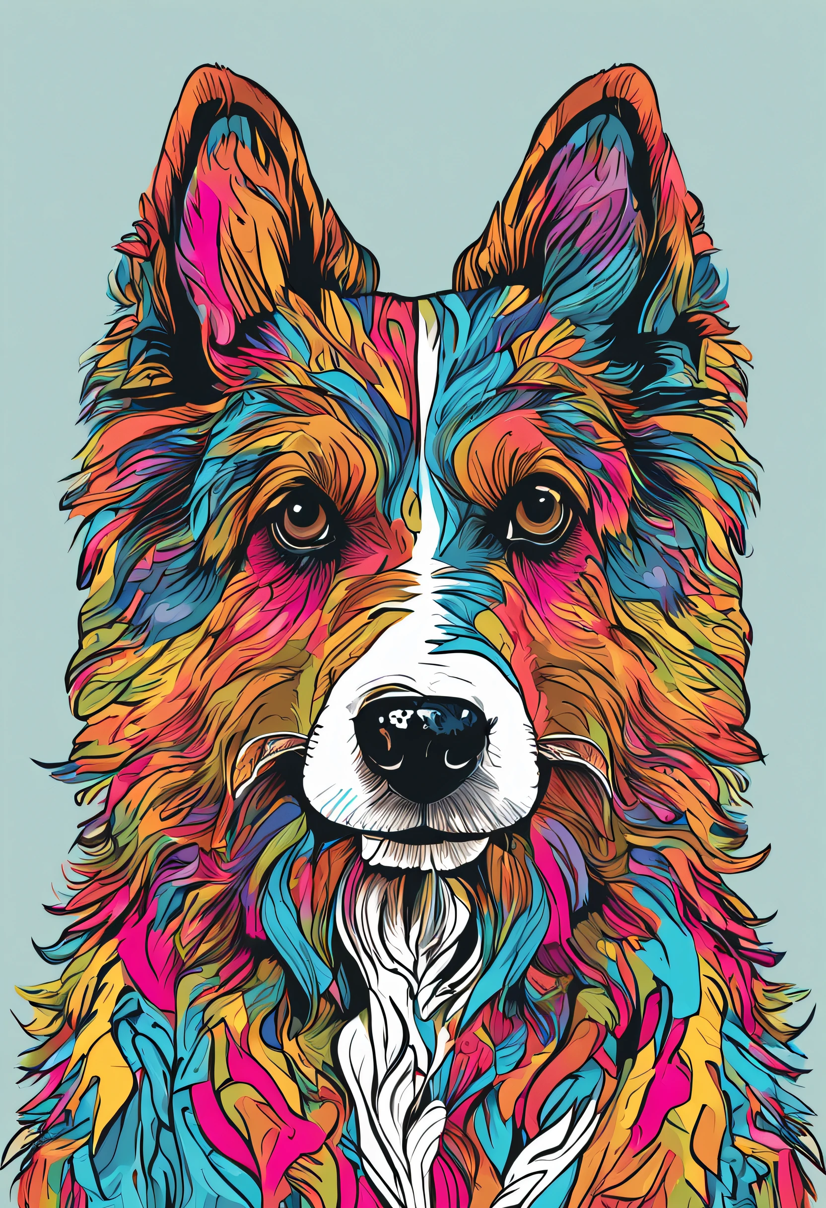 um close up de um puppy correndo em um fundo colorido, puppy Digital |, arte vetorial altamente detalhada, Jen Bartel, estilo de arte impressionante, estilo de arte vetorial, arte do Adobe Illustrator, Arte de Alessandro Pautasso, Arte vetorial HD, puppy, arte vetorial multicolorida, full-colour illustration, Bela arte UHD 4K, vibrant high contrast coloring, bonito puppy