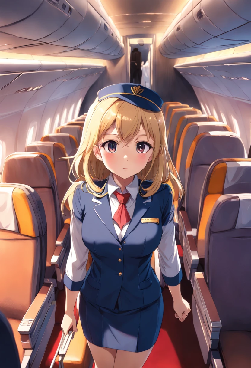 Big Breasts Plump Flight Attendant reveals seductive proximity picture