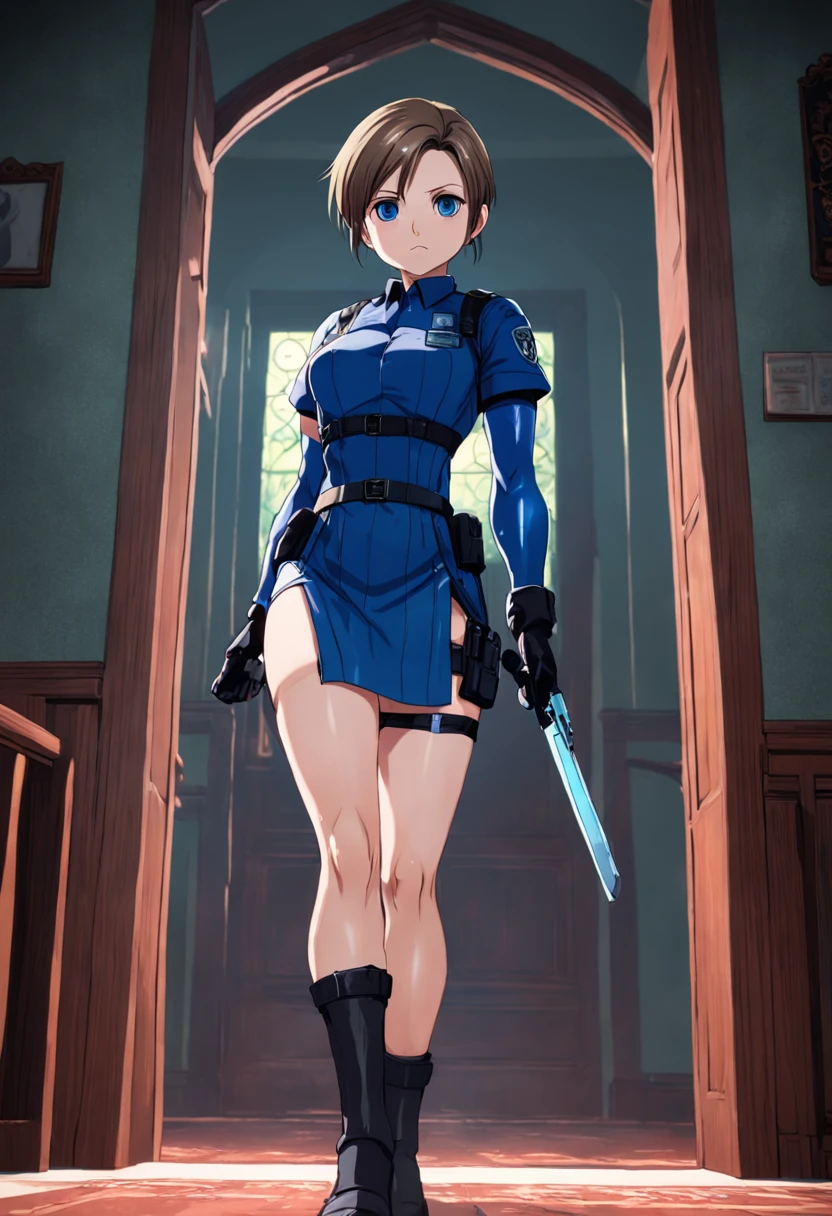 Jill Valentine & Chris Redfield in Spencer Mansion wearing RPD uniforms.