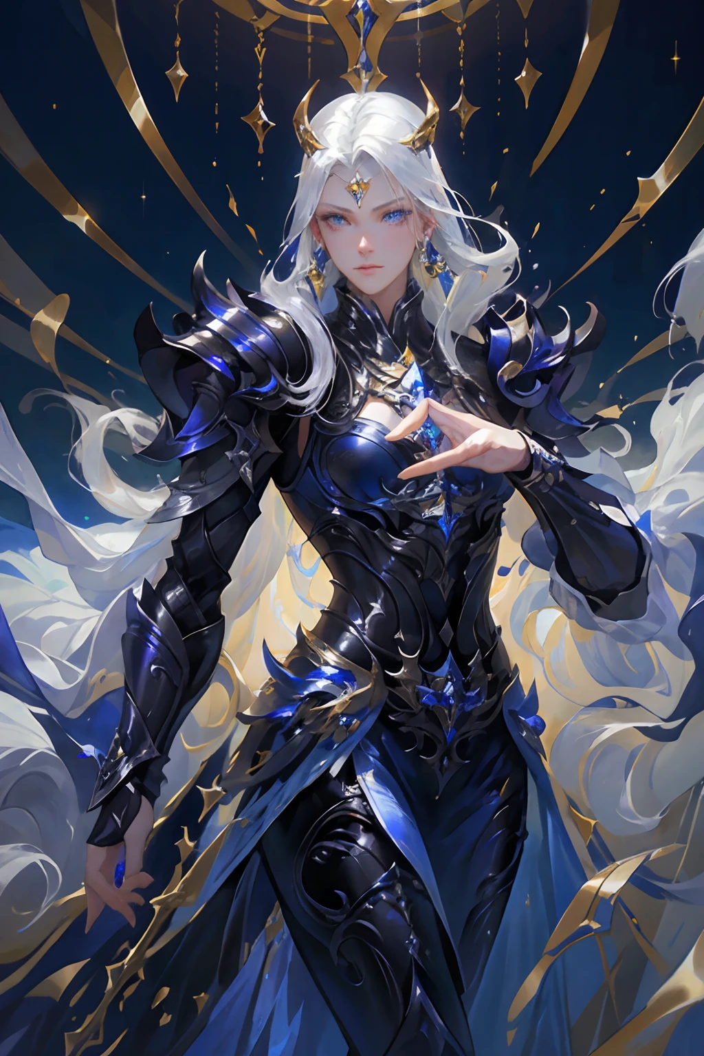 Ultra-high saturation,(tmasterpiece), fully body photo,(best qualtiy), (1girll), starryskybackground,Wearing shiny gold armor, Sexy lingerie type armor,Expose your chest,Expose the waistline,Exposing thighs,cool-pose, Saint Seiya Armor, messy hair,high detal, Anime style, Cinematic lighting, Sparkle, god light, Ray traching, filmgrain, hyper HD, textureskin, super detailing, Anatomical correct, A high resolution,Ultra-high saturation,hight contrast,High-gloss armor,Smooth skin,Serious expressions,Dark room,