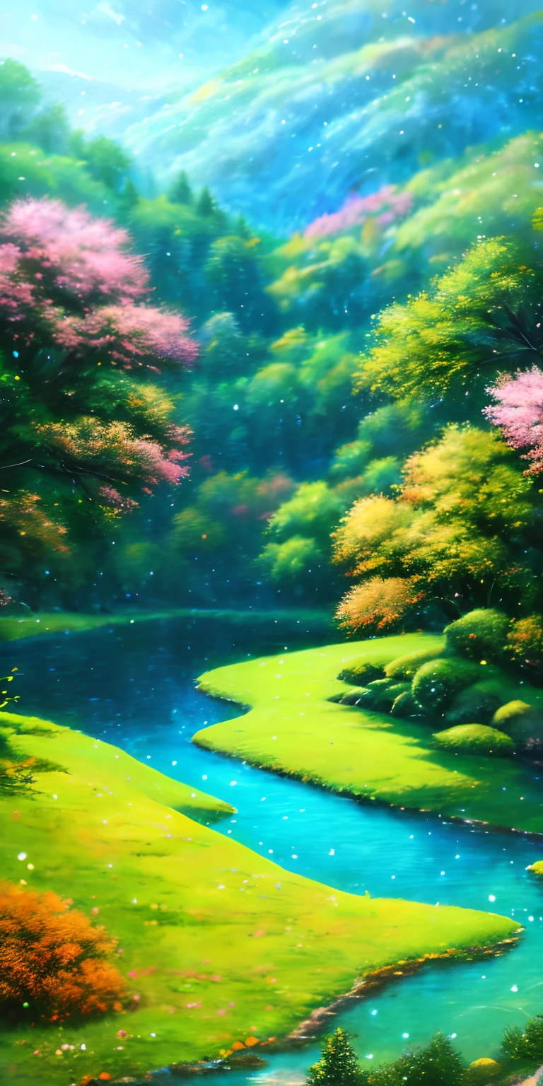 Draw mountain views with rivers and trees, Anime landscape, landscape artwork, drawn in anime painter studio, environment painting, Anime background art, anime countryside landscape, Anime landscapes, Detailed digital painting, Anime landscape concept art, Anime Nature, background artwork, environmentart, 4 k digital painting, 4k digital painting, scenery art detailed, environment design illustration