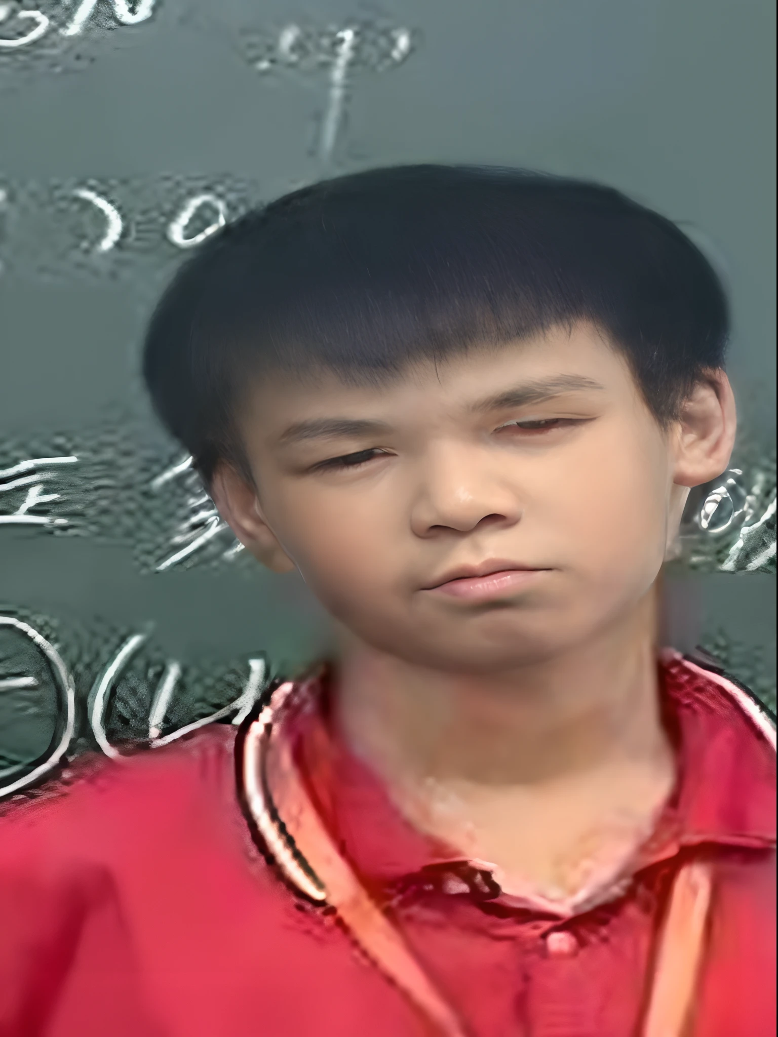 Man standing in front of the blackboard，Sharp gaze，Jojoization
