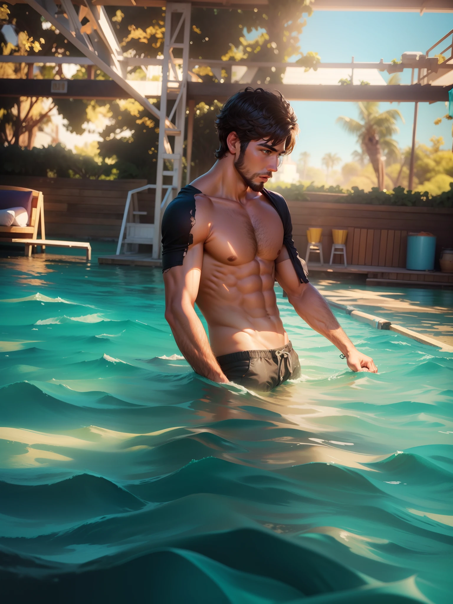 Change background island and handsome boy colorfull high quality