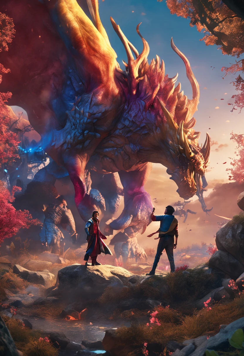 The prince and the beautiful boy defeat the monster together