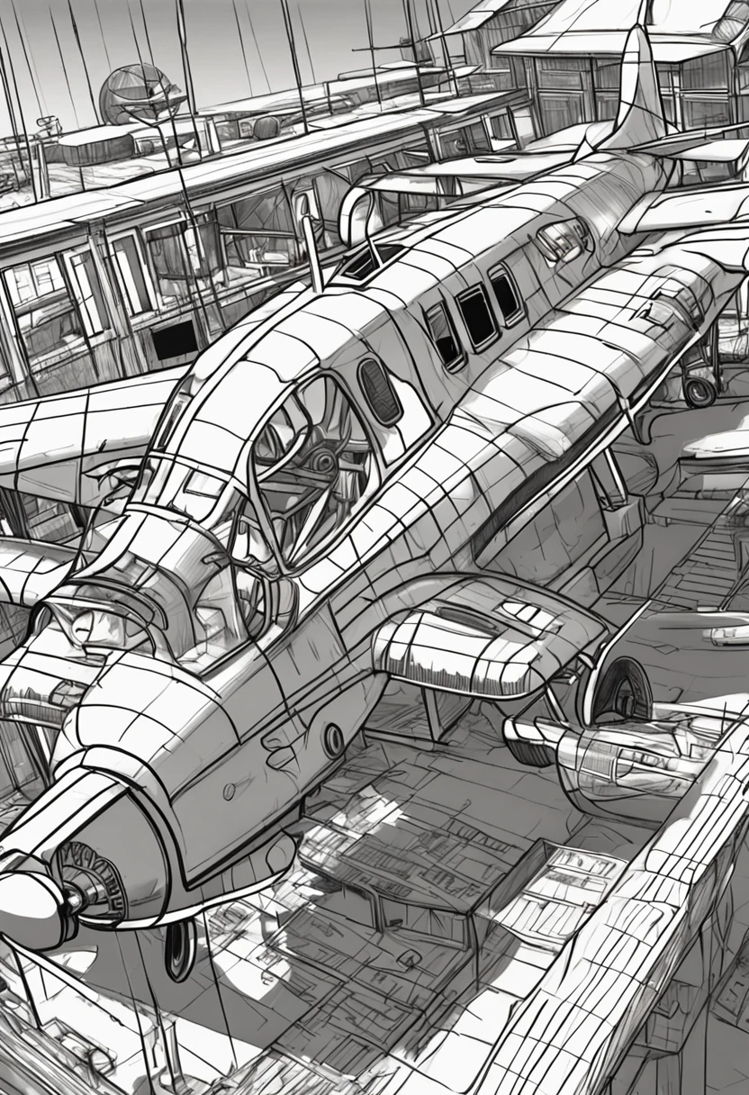 Model aircraft,Correct perspective,Line drawings