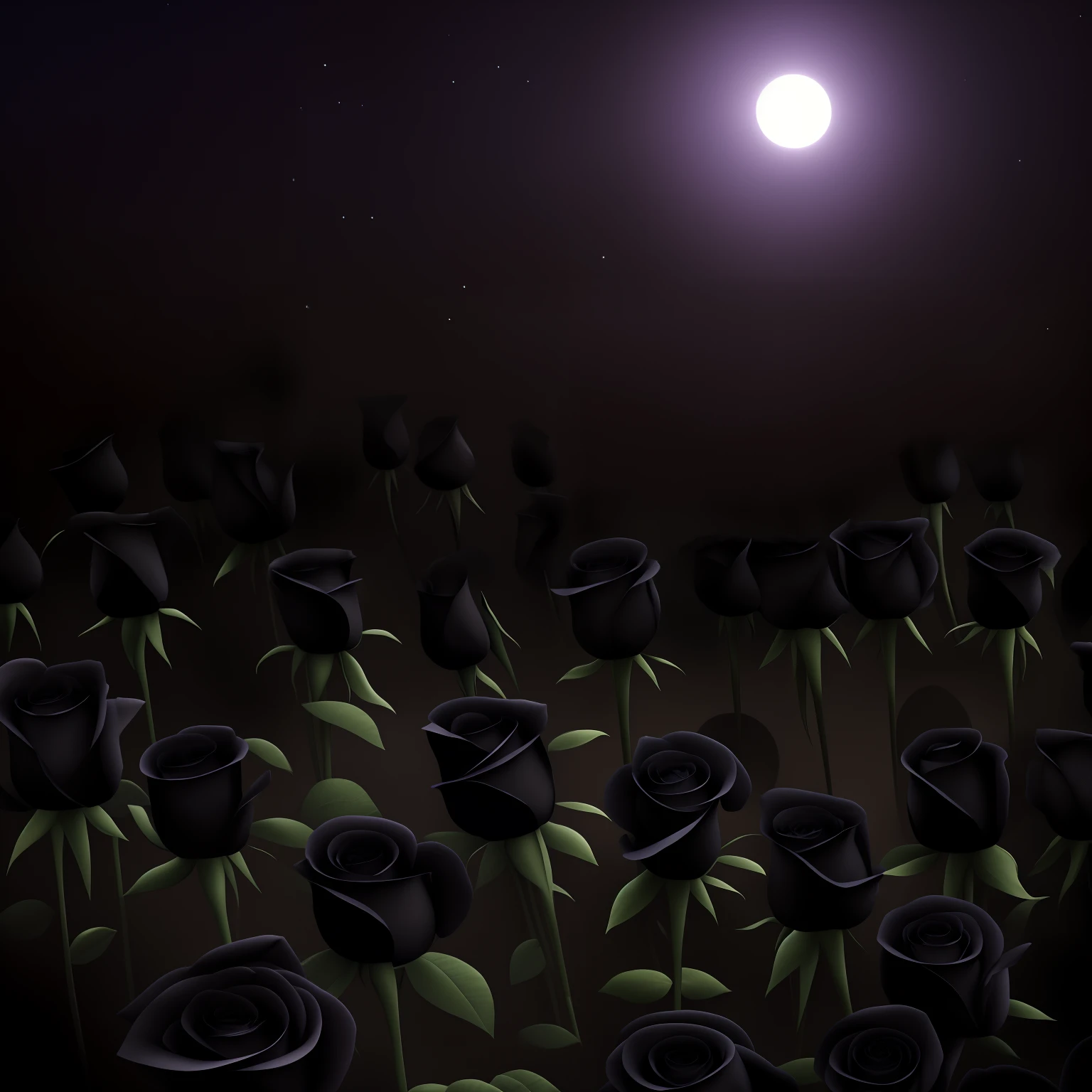 Roses blooming in quiet nights、Roses are pitch black and pitch black、Garden of black roses in full bloom illuminated by moonlit night、Jet Black Rose、Pure Black Rose、Black Rose、A rose dyed in darkness、Rose of Darkness
