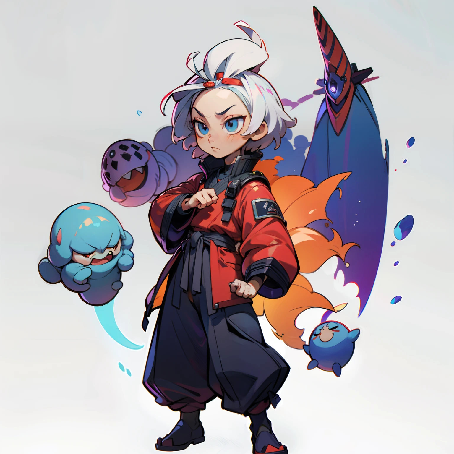masutepiece, Best Quality, Full body shot, No background, White background, nuclear, martyr, An influential group of humans focused on aura and bosses, male, chibi