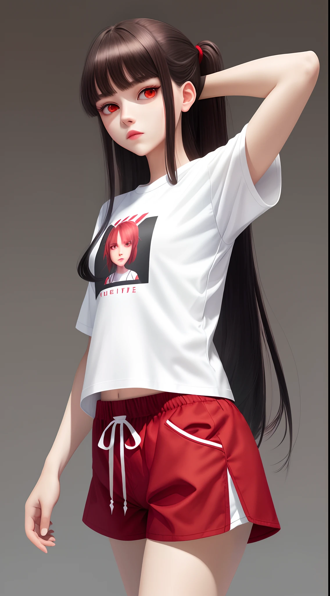 White long straight red eyes shorts female single