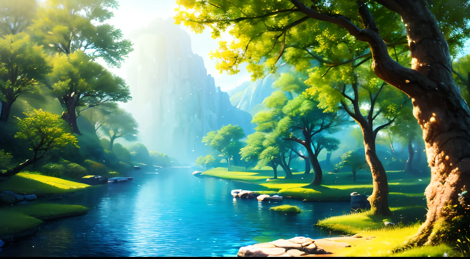 Draw mountain views with rivers and trees, Anime landscape, landscape artwork, drawn in anime painter studio, environment painting, Anime background art, anime countryside landscape, Anime landscapes, Detailed digital painting, Anime landscape concept art, Anime Nature, background artwork, environmentart, 4 k digital painting, 4k digital painting, scenery art detailed, environment design illustration