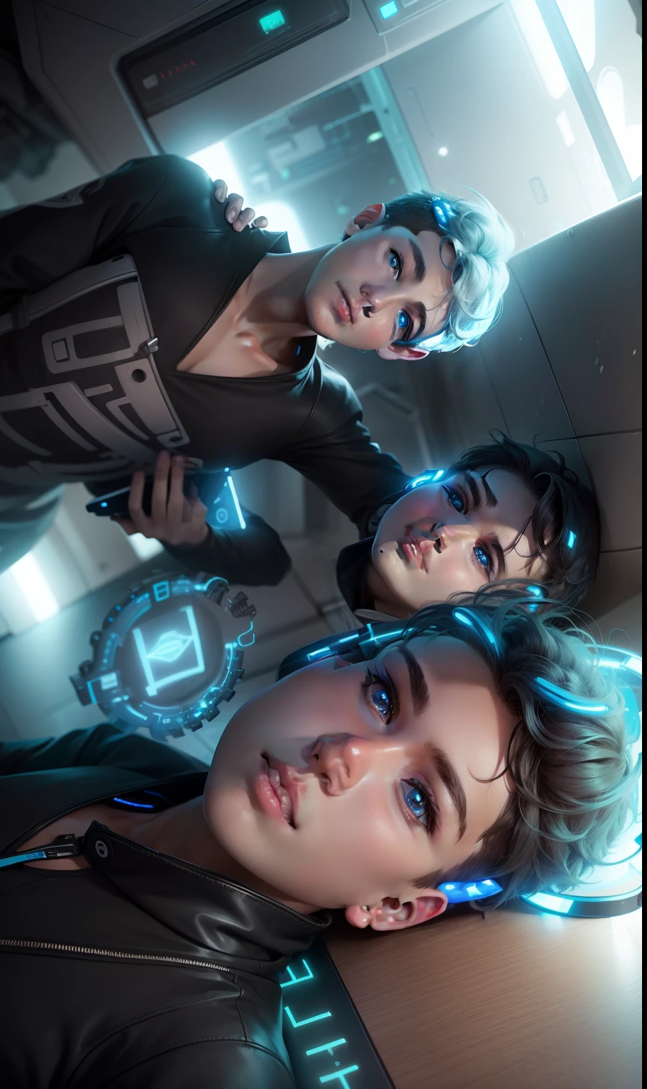Boy with futuristic background realisti c face