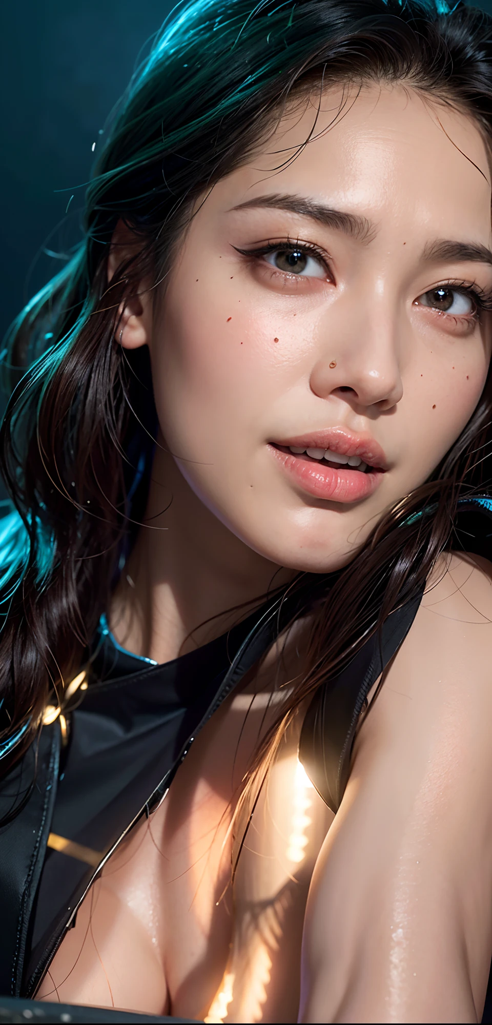 (8k, RAW photo, best quality, masterpiece: 1.2), (realistic, photorealistic: 1.37), 1 girl, Japan, 32 years old, female, Tokyo cityscape, night, professional lighting, photon mapping, radiosity, ripped, big, pure white and very small knitted with protruding tips, areola protruding, pubic shape clearly visible, gal, lots of lashes , Lame on the eyelids, pitch black lip, pitch black heels, pubic hair, lower abdomen bristles, slender, crotch open, are large and likely to spill out of the bra, pubic hair is very large, pubic hair is very protruding,
