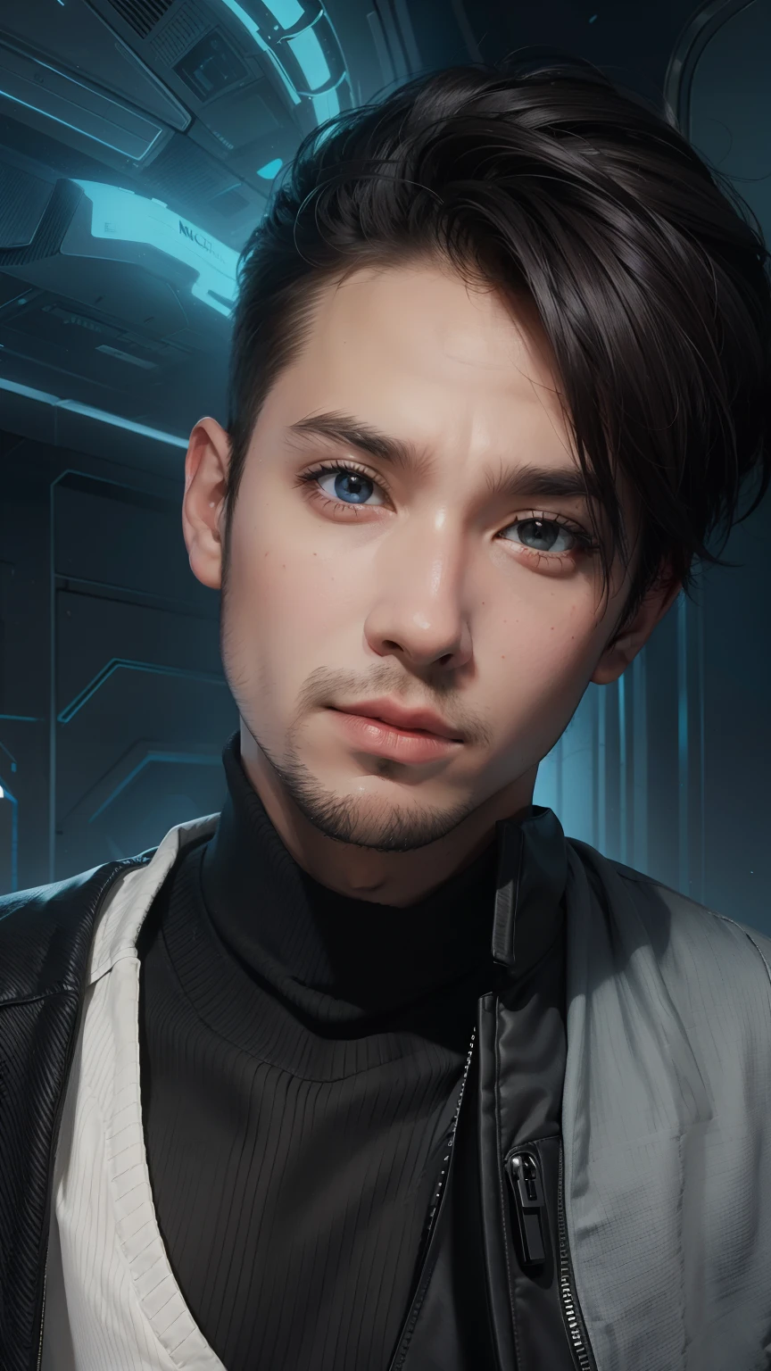 Boy with futuristic background realisti c face 8k ultra hd