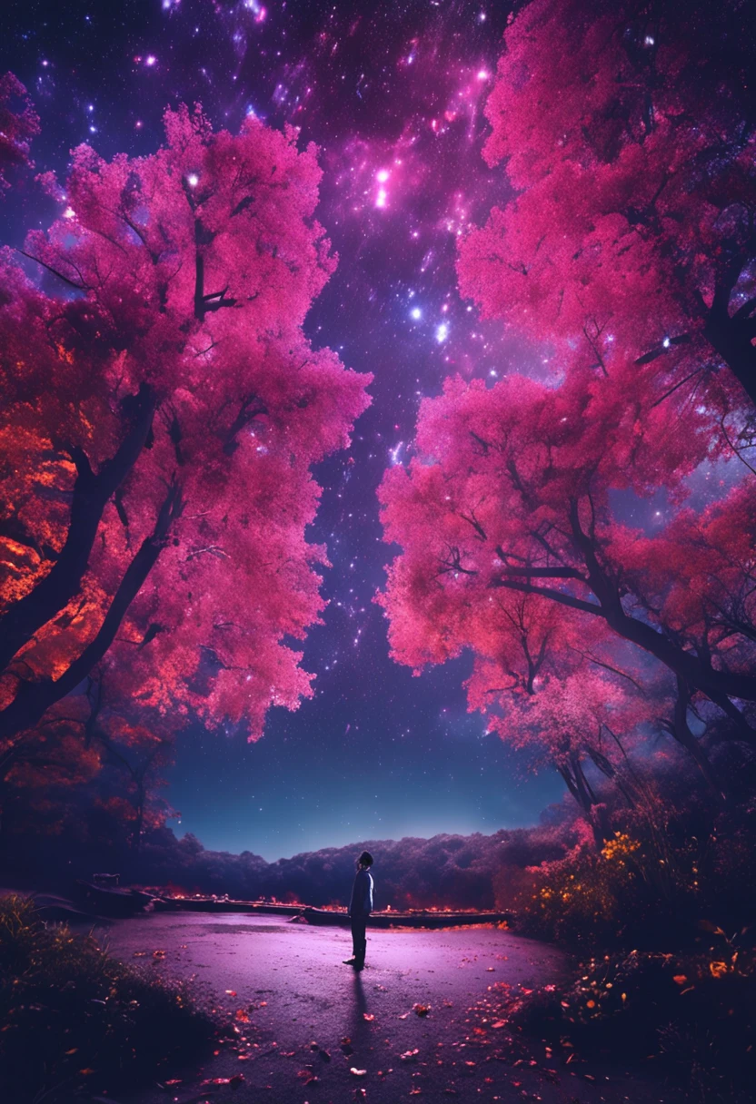 Deep starry sky、Colorful shooting stars