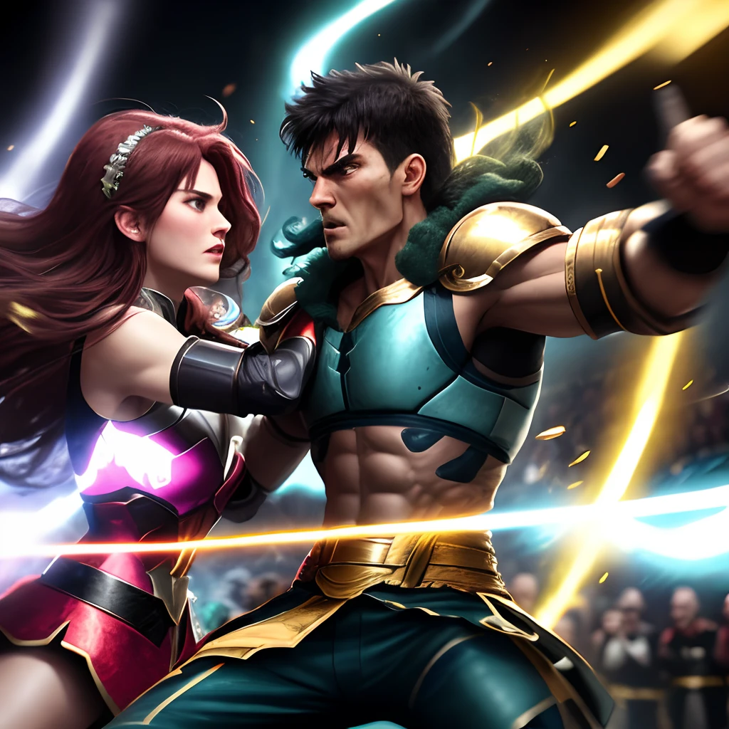 Create an image of Savages, mutant humans, hunting gigantic monsters. They must be armed with great arksteel weapons, like swords and spears. The scene must be dynamic, showing the tension and movement of combat in a natural setting, like a forest or ancient ruins.