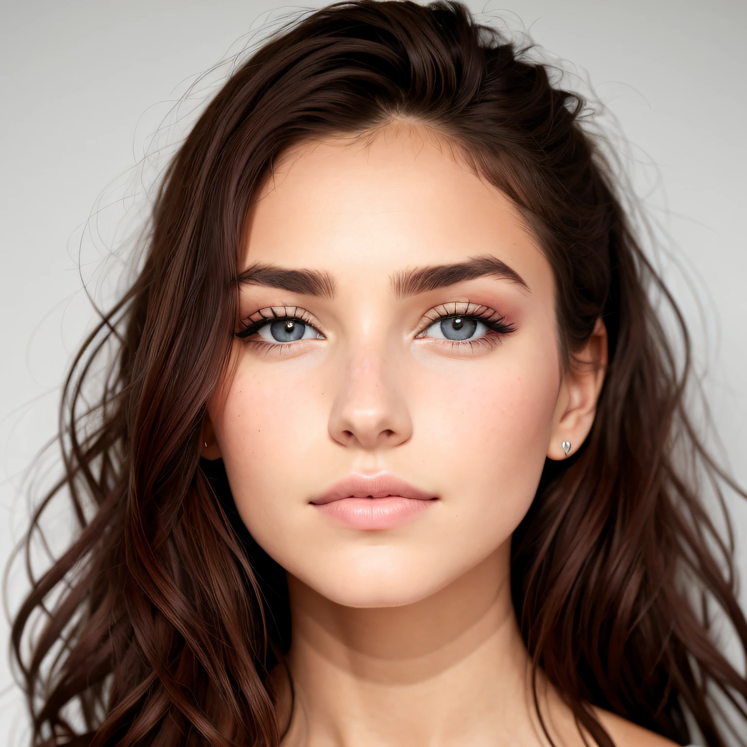 gros plan, .RAW,beau visage de femme, cheveux roses, yeux violets, mignon, bandeau,