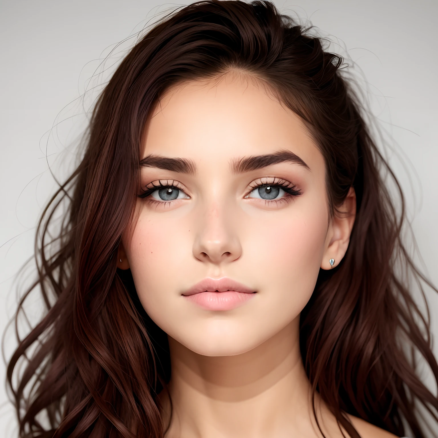 gros plan, .RAW,beau visage de femme, cheveux roses, yeux violets, mignon, bandeau,