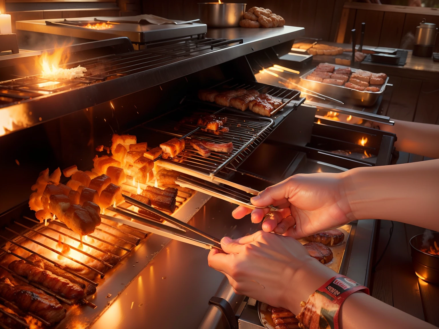 Delicious BBQ Warm light Ambience Fireworks
