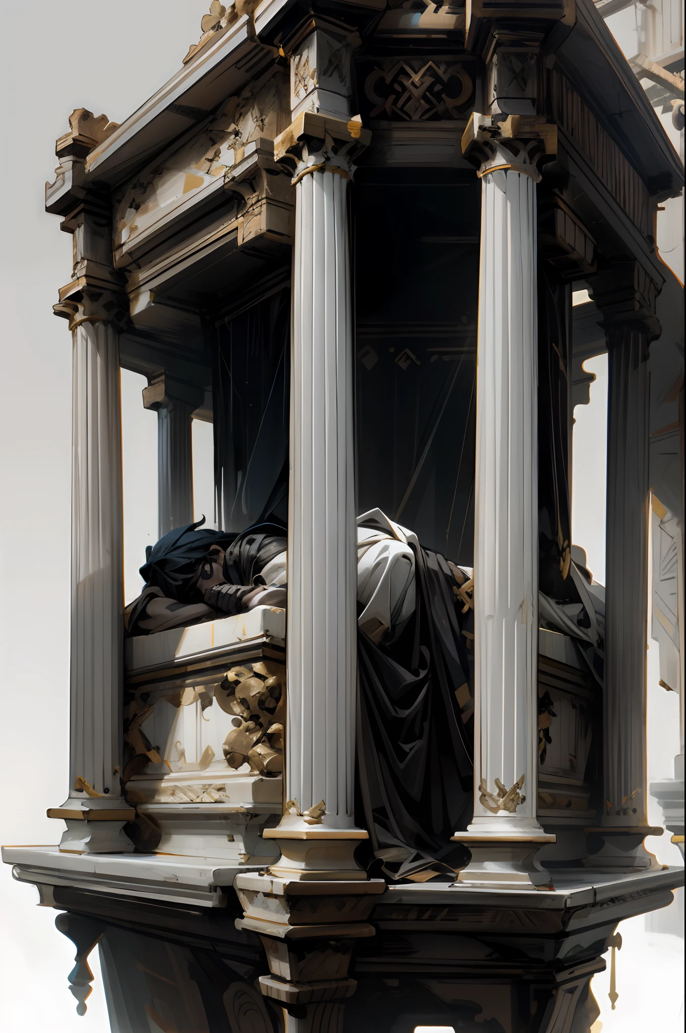 Sticker, Acropolis (Greeks) , White background, Mighty （Vermeer） styled, 12K, High quality, HD, rendering by octane, Cinematic lighting