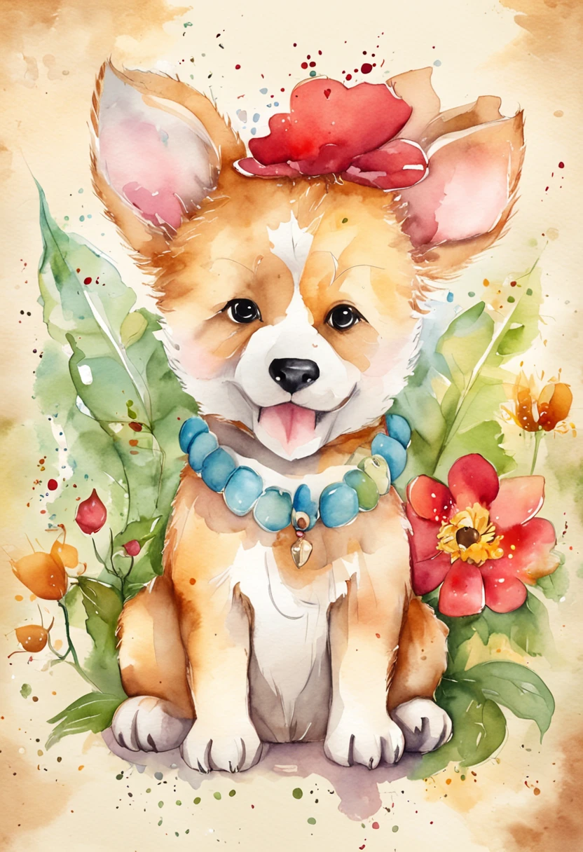 o cachorrinho, adolable, tchibi, simple backgound, cute animal, kawaii