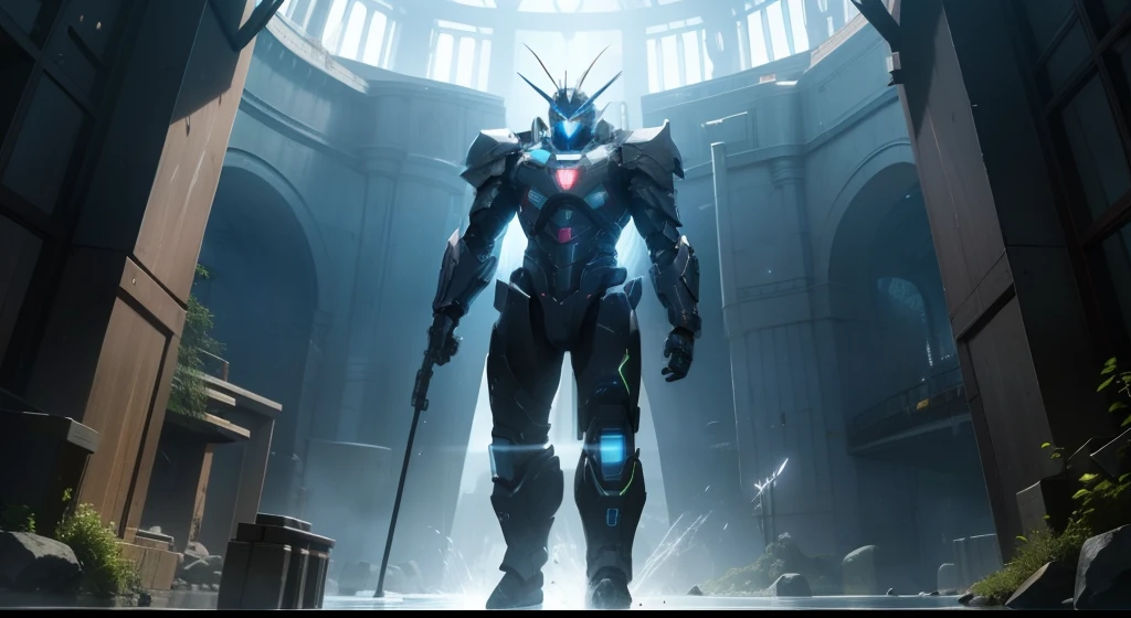 Describe a character named David. David is a male human with extraordinary abilities, including vast knowledge from another world and the power to shape-shift into different elemental forms such as water, wind, and earth. He is currently 16 years old and possesses an advanced suit of power armor that can transform from fitting his body snugly to becoming a towering giant robot, which he operates from the inside.

Describe David's appearance, including any distinguishing features or details about his power armor. Mention his base, a hidden and technologically advanced sanctuary in the forest, that has been enhanced and expanded over time. Highlight its features, layout, and any remarkable elements such as golems, homunculi, or specialized facilities. Use AI to provide vivid details about David and his base.