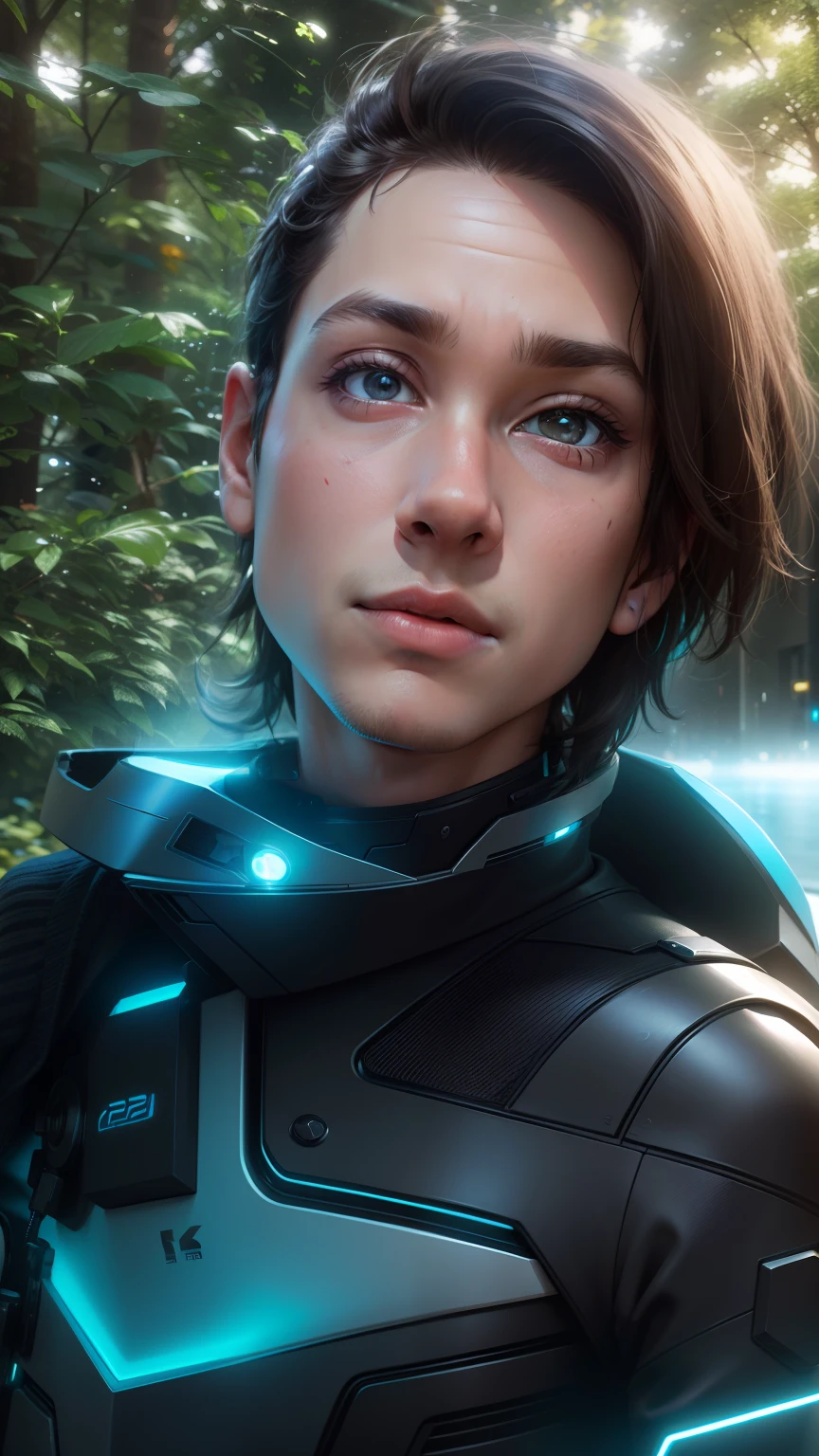 Boy with futuristic background realisti c face photo 8k ultra hd