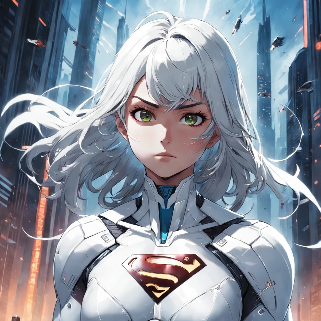 Realistic depiction of an advanced cybersuit in white, Superman из DC Comics