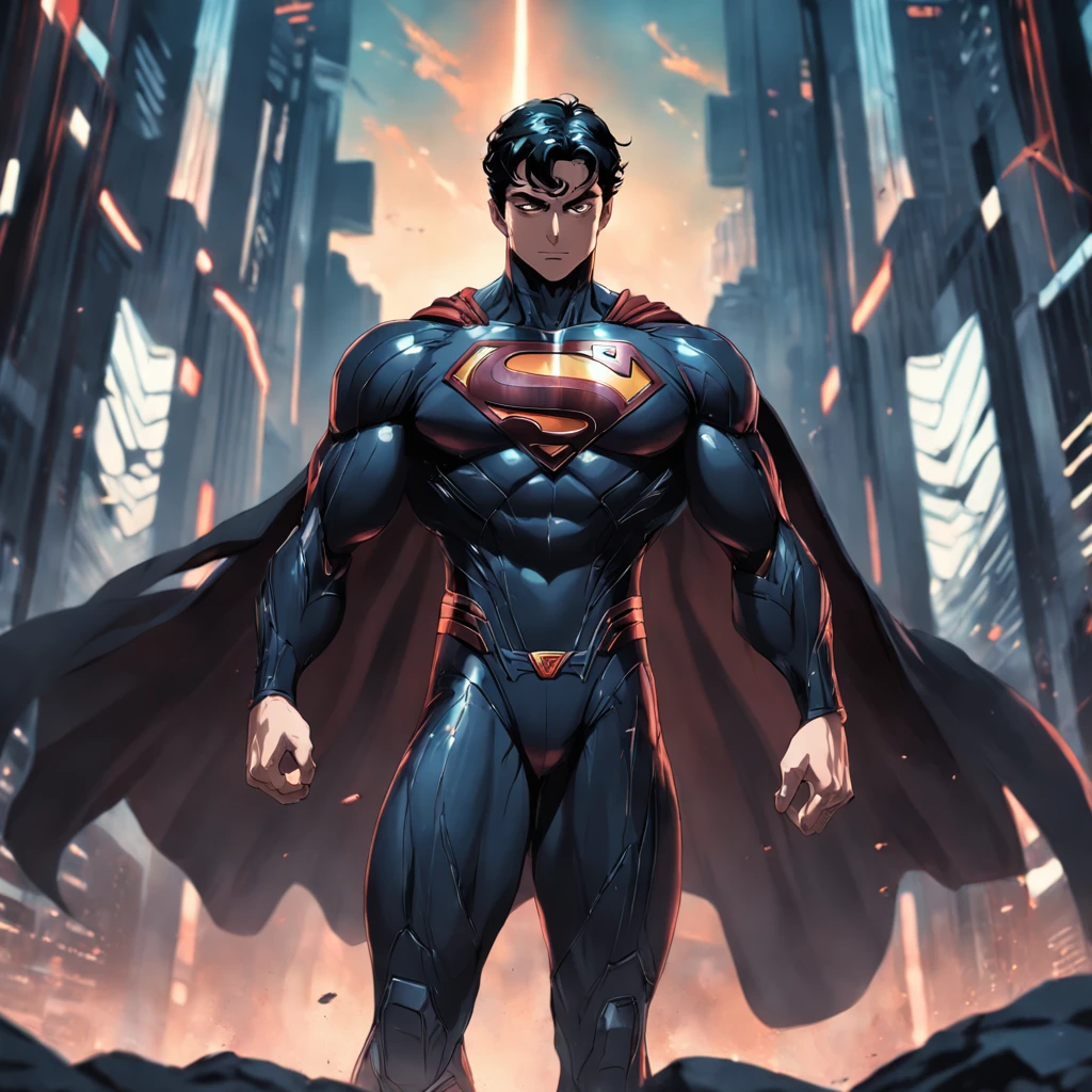 Realistic depiction of an advanced cybersuit in black, Superman из DC Comics
