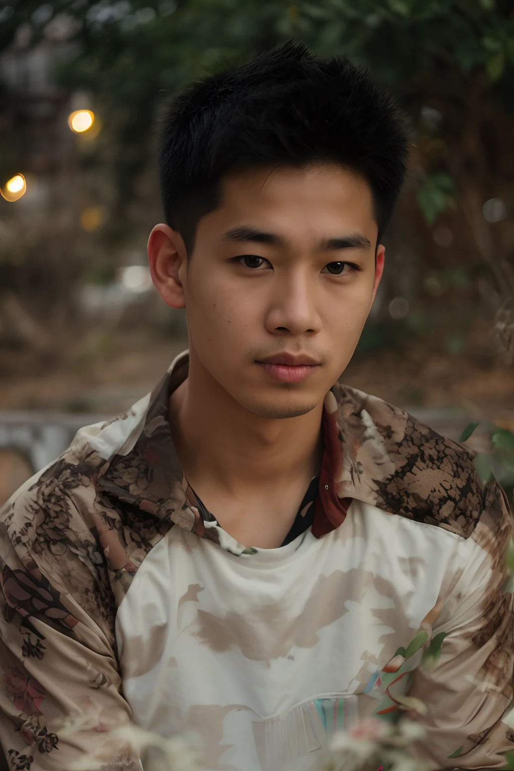 there is a man sitting on a bench with a cell phone, thawan duchanee, mid shot portrait, damien tran, nivanh chanthara, portrait shot 8 k, portrait a 1 5 - - old , halfbody headshot, full protrait, taken with canon 8 0 d, headshot profile picture, soft portrait shot 8 k