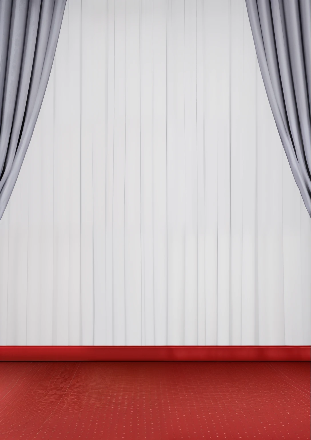 there is a red floor with a red carpet and a white curtain, background made of big curtains, curtain, against a red curtain, red curtains, behind red curtains, red curtain, curtains, theater curtains are red, drapes, carpet, alizarin curtains, portrait photo of a backdrop, drapery, draped drapes, red carpeted floor