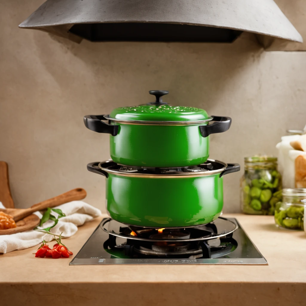 foto de estudio realista de uma mulher indiana de olhos verdes cozinhando comida em uma panela, has several foods on a shelf fixed to the wall, the pot is on a stove, the stove fire is on